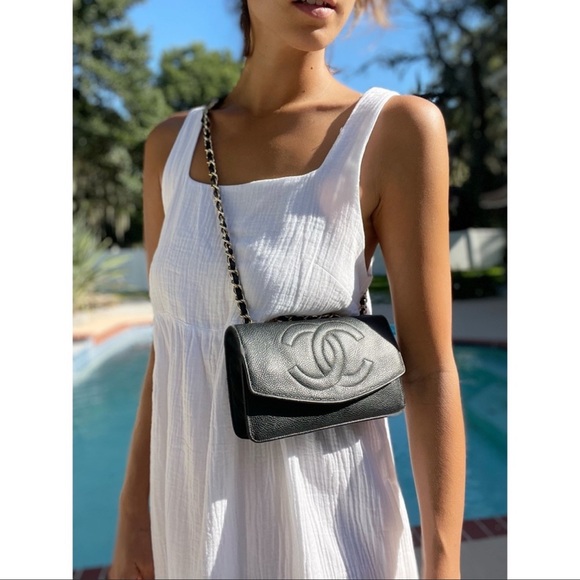 CHANEL Handbags - Chanel Caviar Interlocking CC Flap Wallet on Chain Circa 1990s